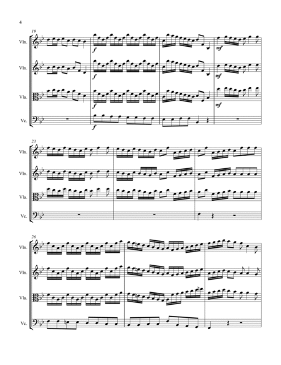 ARRIVAL OF THE QUEEN OF SHEBA String Quartet, Intermediate Level for 2 violins, viola and cello image number null