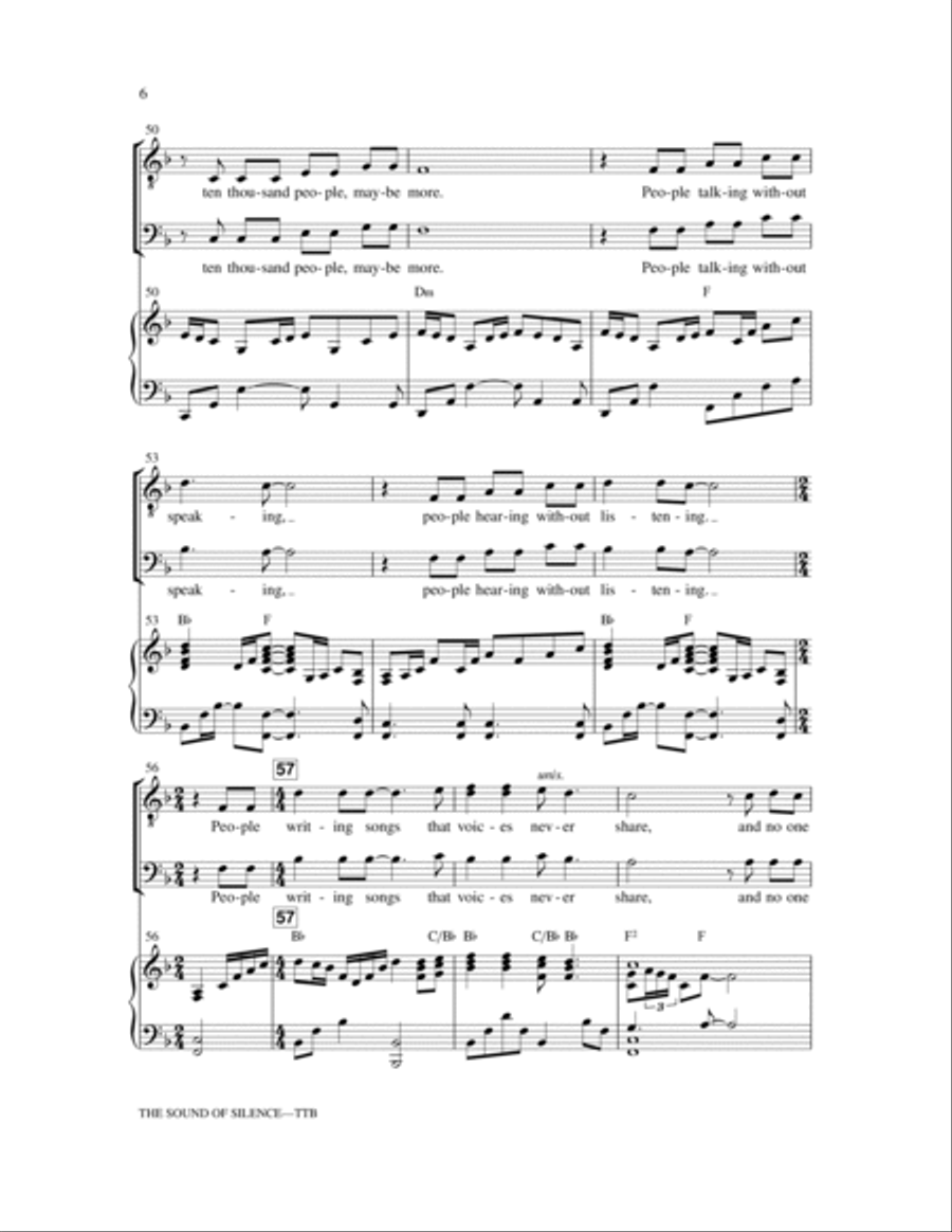 The Sound Of Silence (arr. Mark Hayes) TTBB scores gallery preview page 6
