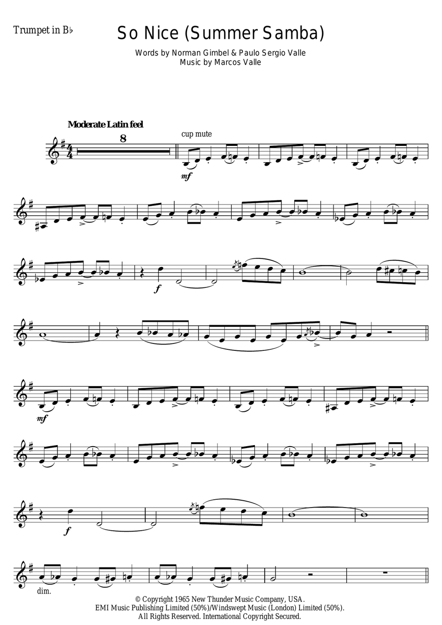 So Nice (Summer Samba) So Nice (Summer Samba) Trumpet Solo scores gallery preview page 1