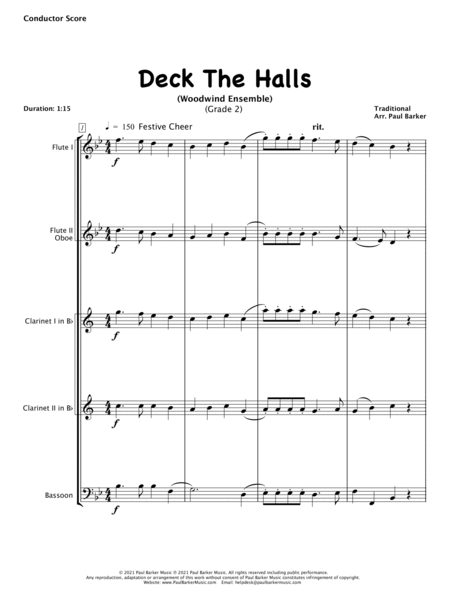 Deck The Halls (Woodwind Ensemble) image number null