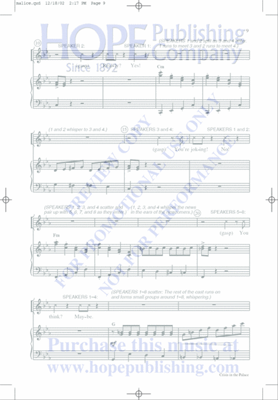 Malice in the Palace Unison Choir scores gallery preview page 9