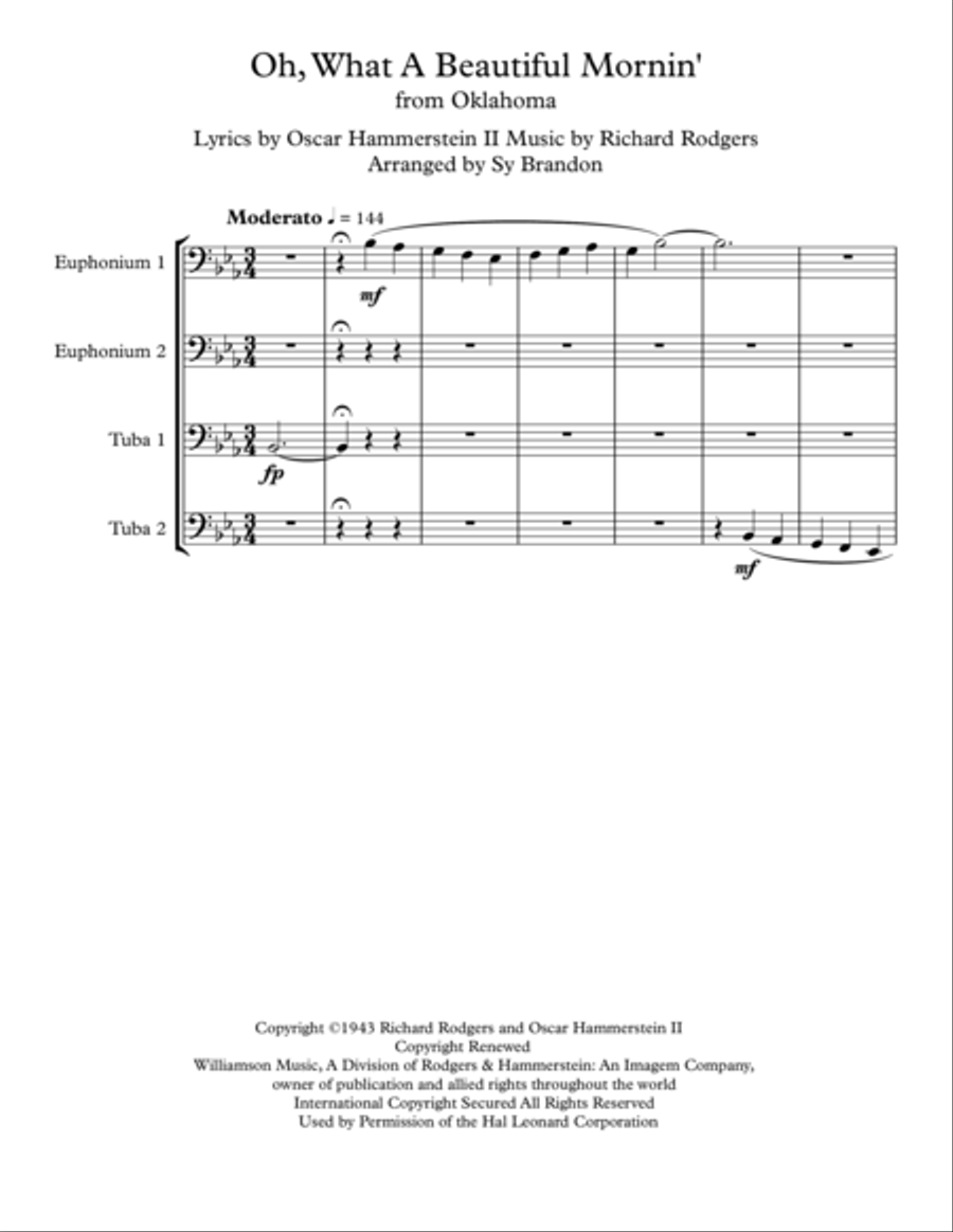 Oh, What A Beautiful Mornin' Euphonium scores gallery preview page 1