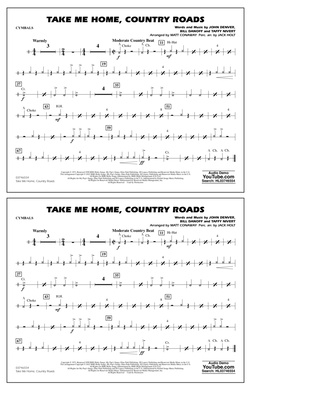 Book cover for Take Me Home, Country Roads (arr. Matt Conaway) - Cymbals