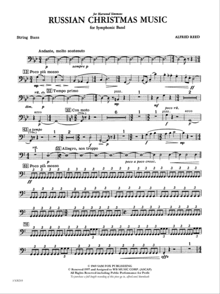 Russian Christmas Music: String Bass Concert Band scores gallery preview page 1