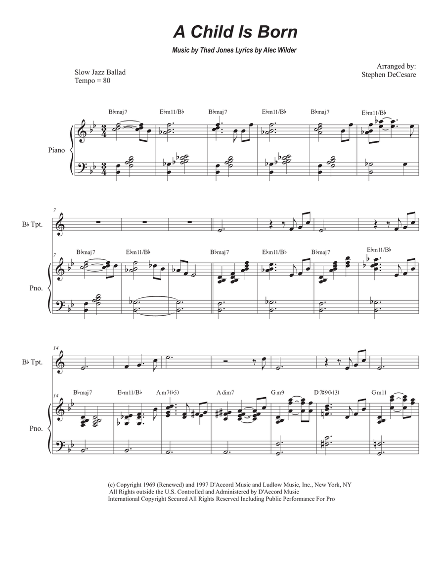 A Child Is Born A Child Is Born Trumpet Solo scores gallery preview page 1