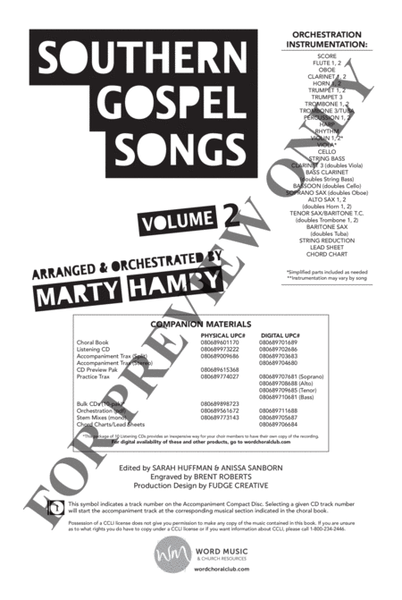 Southern Gospel Songs, Volume 2 - Choral Book