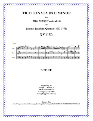 Book cover for Quantz Trio Sonata in E Minor QV 2:Anh. 12a