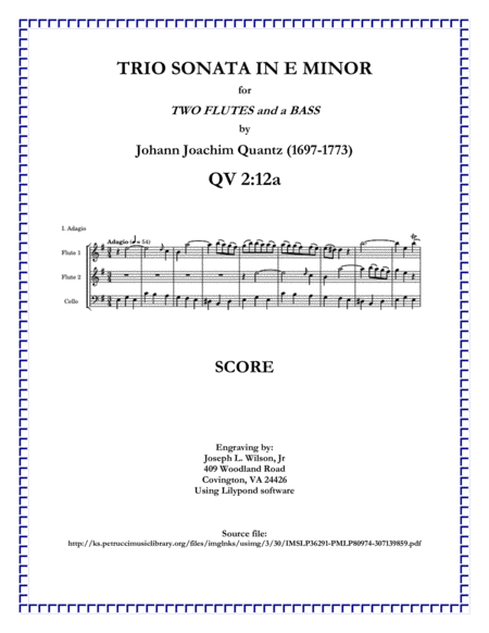 Quantz Trio Sonata in E Minor QV 2:Anh. 12a image number null