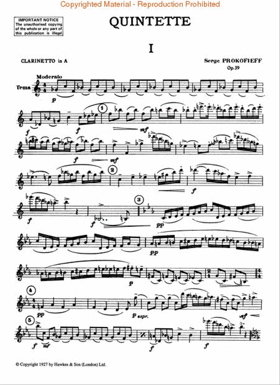 Quintet in G minor, Op. 39 Clarinet scores gallery preview page 3