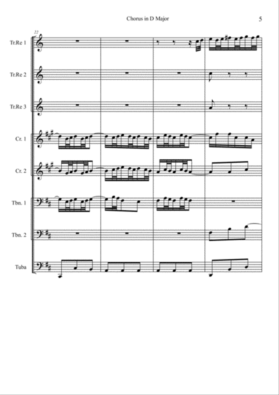 Chorus in D Major from Christmas Oratorio by J. S. Bach Brass Ensemble scores gallery preview page 6