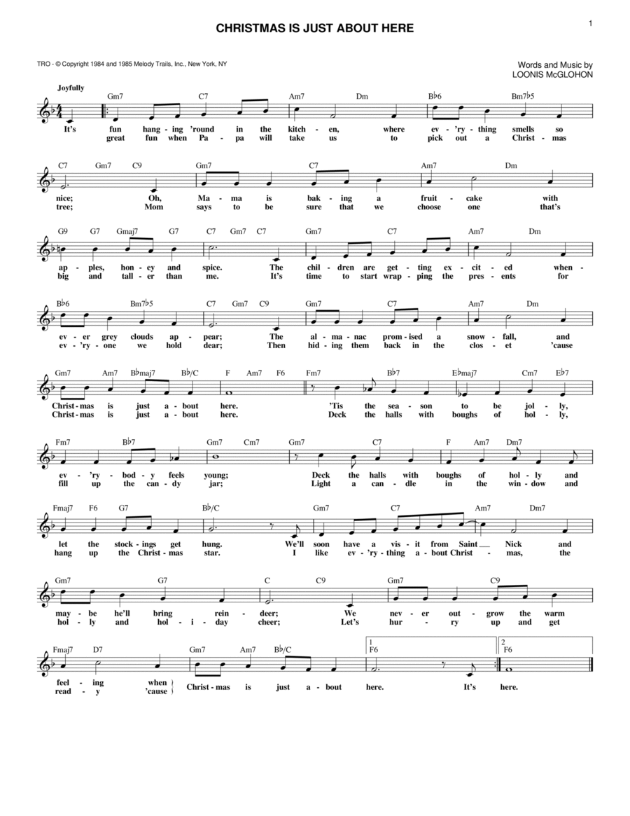 Christmas Is Just About Here Piano scores gallery preview page 1