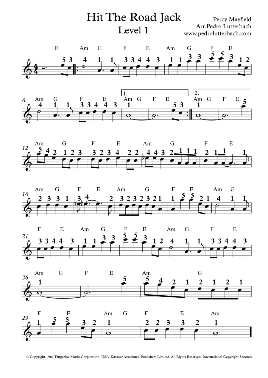 Hit The Road Jack Easy Piano scores gallery preview page 1