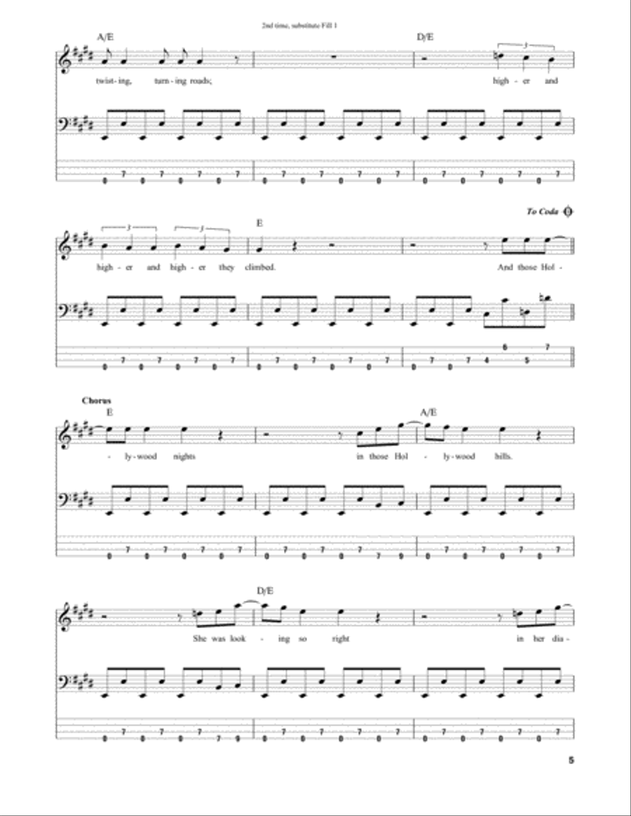 Hollywood Nights Guitar Tablature scores gallery preview page 5