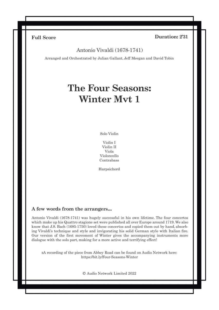 Four Seasons Winter Mvt 1 hyper link test Large Ensemble scores gallery preview page 1