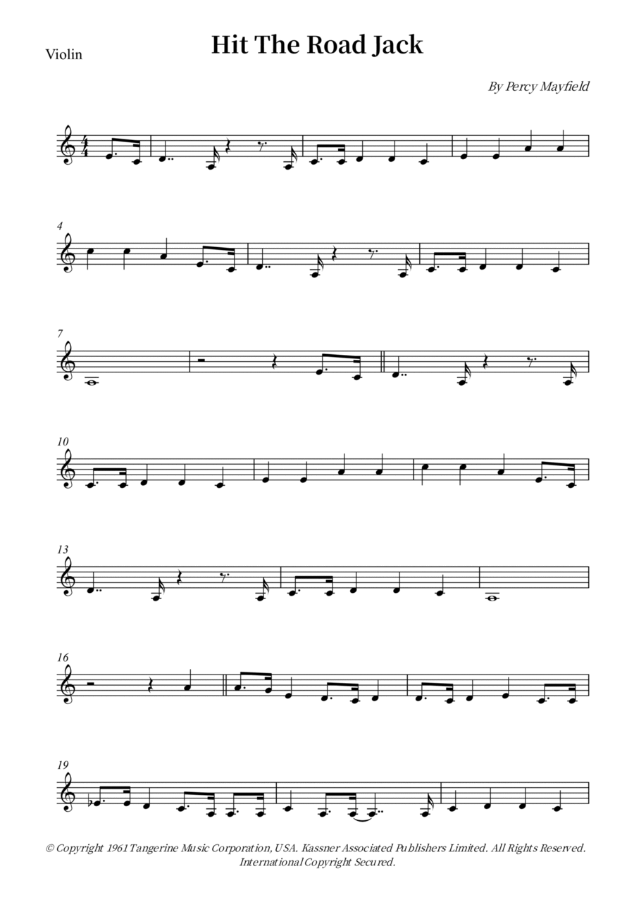 Hit The Road Jack Violin Solo scores gallery preview page 1