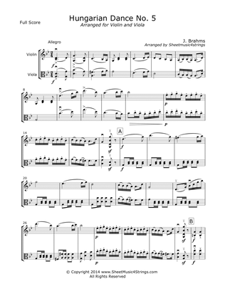 Brahms, J. - Hungarian Dance No. 5, for Violin and Viola