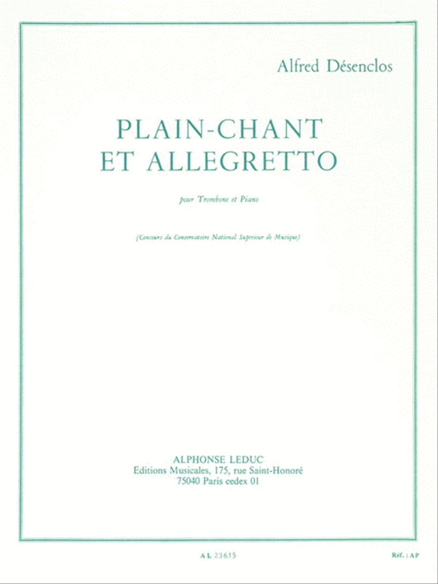 Plainchant And Allegretto, For Trombone And Piano Piano Accompaniment scores gallery preview page 1