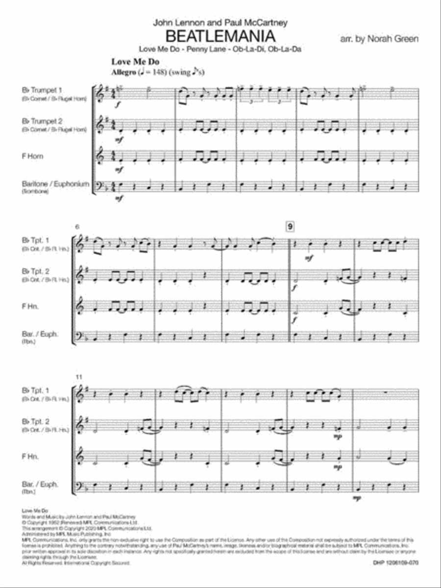 Beatlemania Brass Quartet scores gallery preview page 3