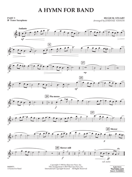 A Hymn for Band (arr. Johnnie Stuart) - Pt.3 - Bb Tenor Saxophone