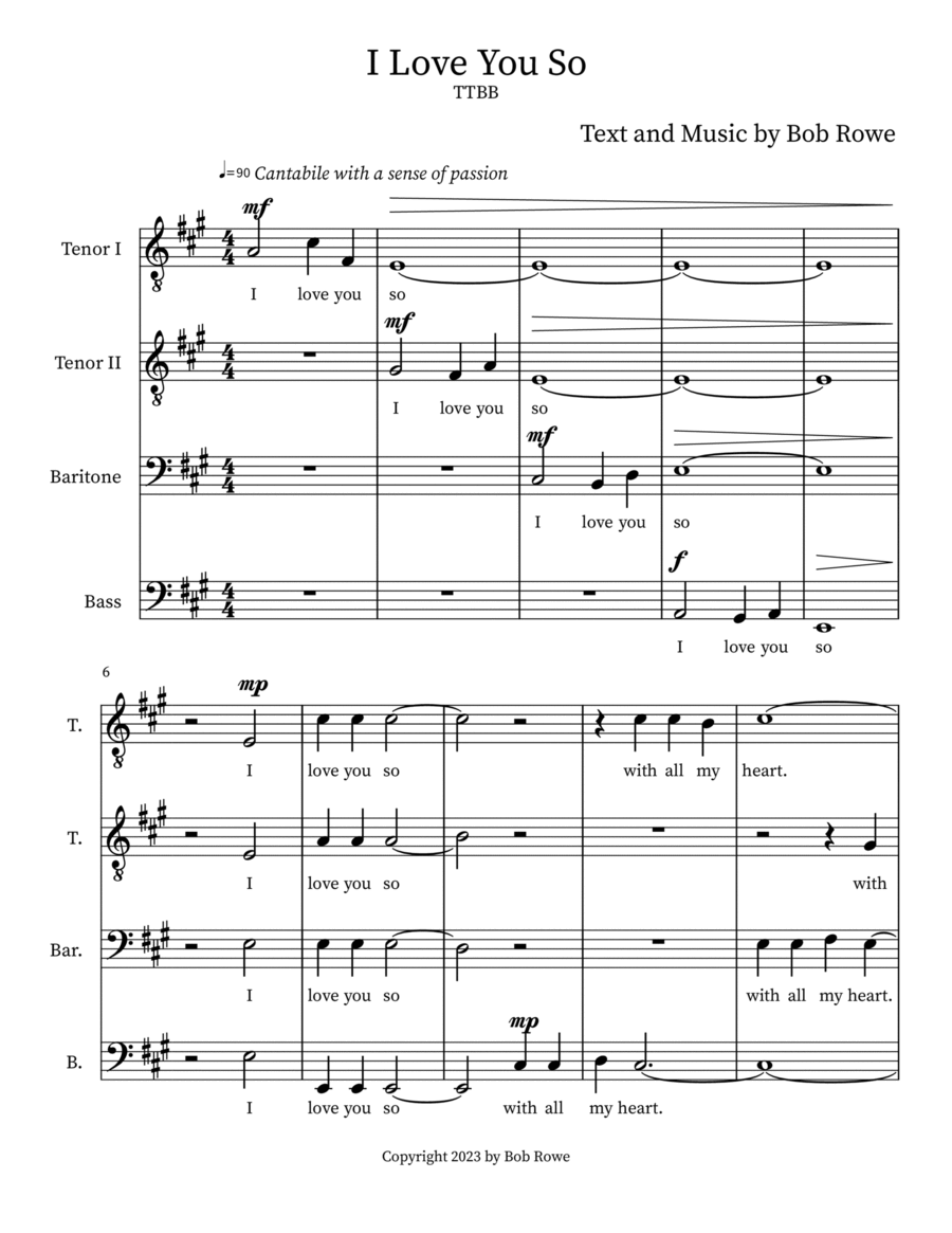 I Love You So TTBB scores gallery preview page 1