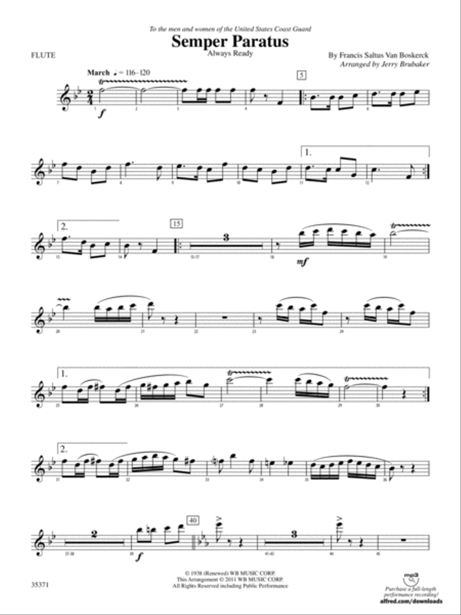 Semper Paratus: Flute Semper Paratus: Flute Concert Band scores gallery preview page 1