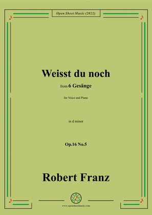 Book cover for Franz-Weisst du noch,in d minor,Op.16 No.5,from 6 Gesange