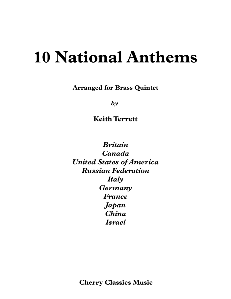 10 Famous National Anthems for Brass Quintet image number null