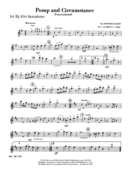 Pomp and Circumstance, Op. 39, No. 1 (Processional): E-flat Alto Saxophone