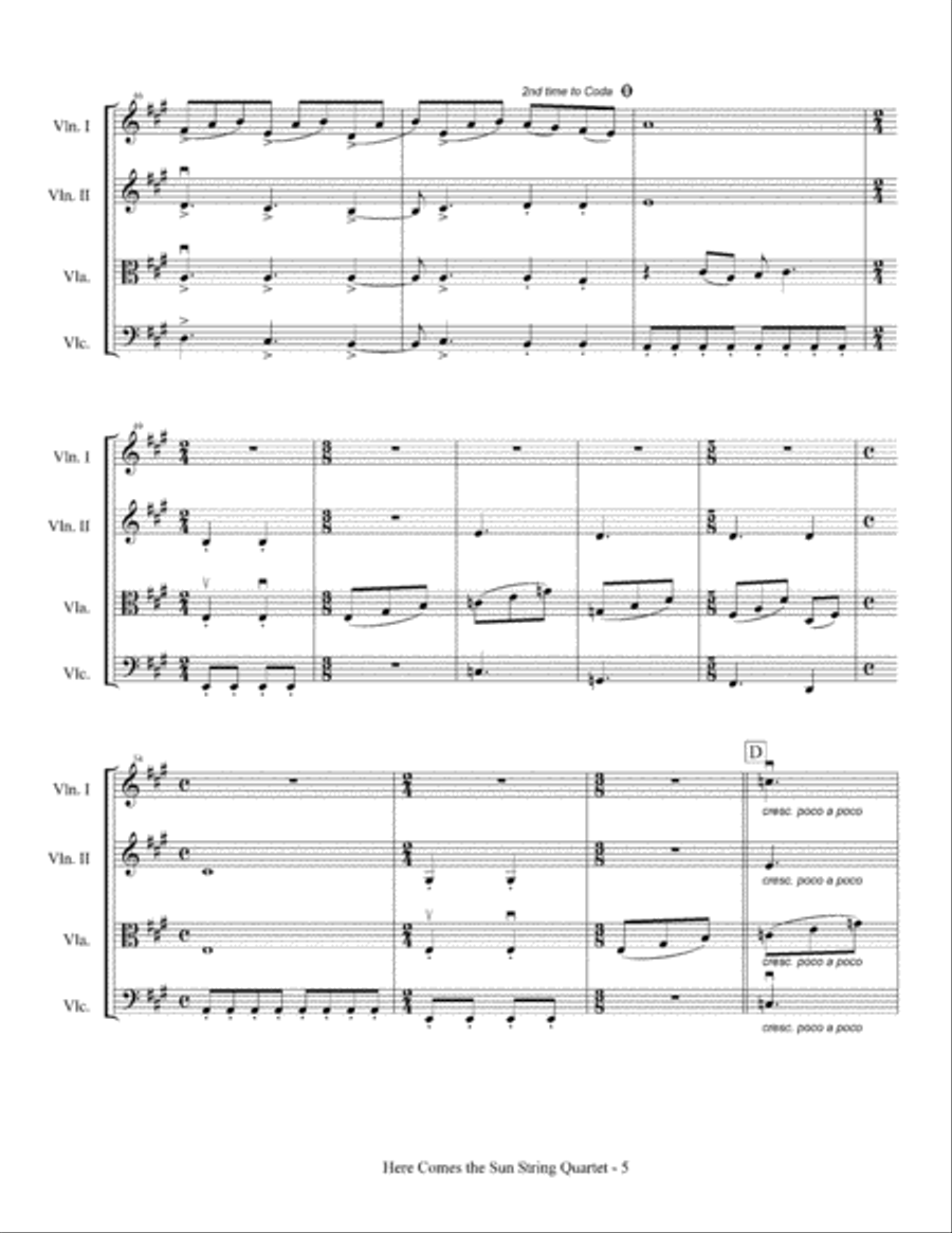 Here Comes The Sun Here Comes The Sun String Quartet scores gallery preview page 6