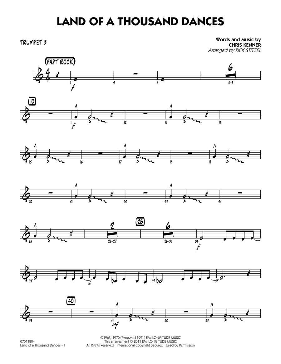 Land Of A Thousand Dances - Trumpet 3 Jazz Ensemble scores gallery preview page 1