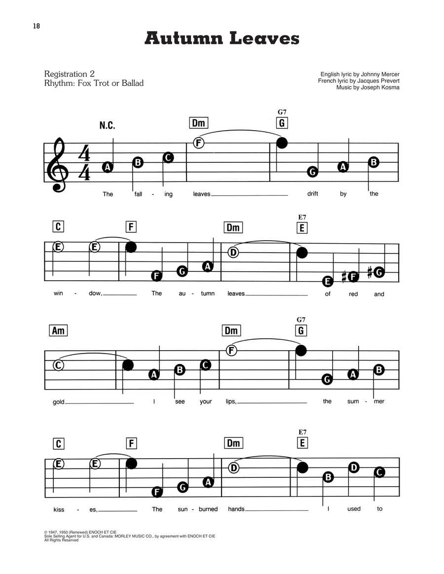 Autumn Leaves Electronic Keyboard scores gallery preview page 1
