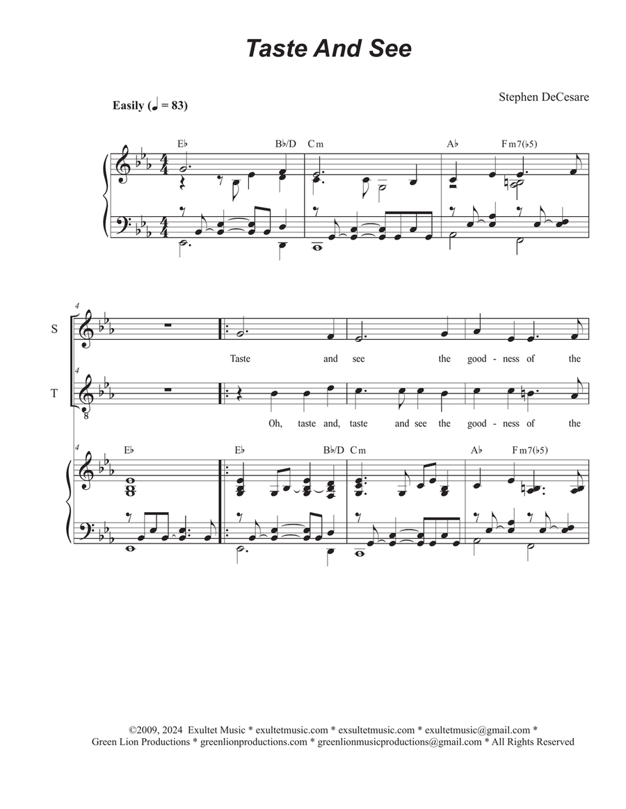 Taste And See (2-part choir - (Soprano and Tenor)