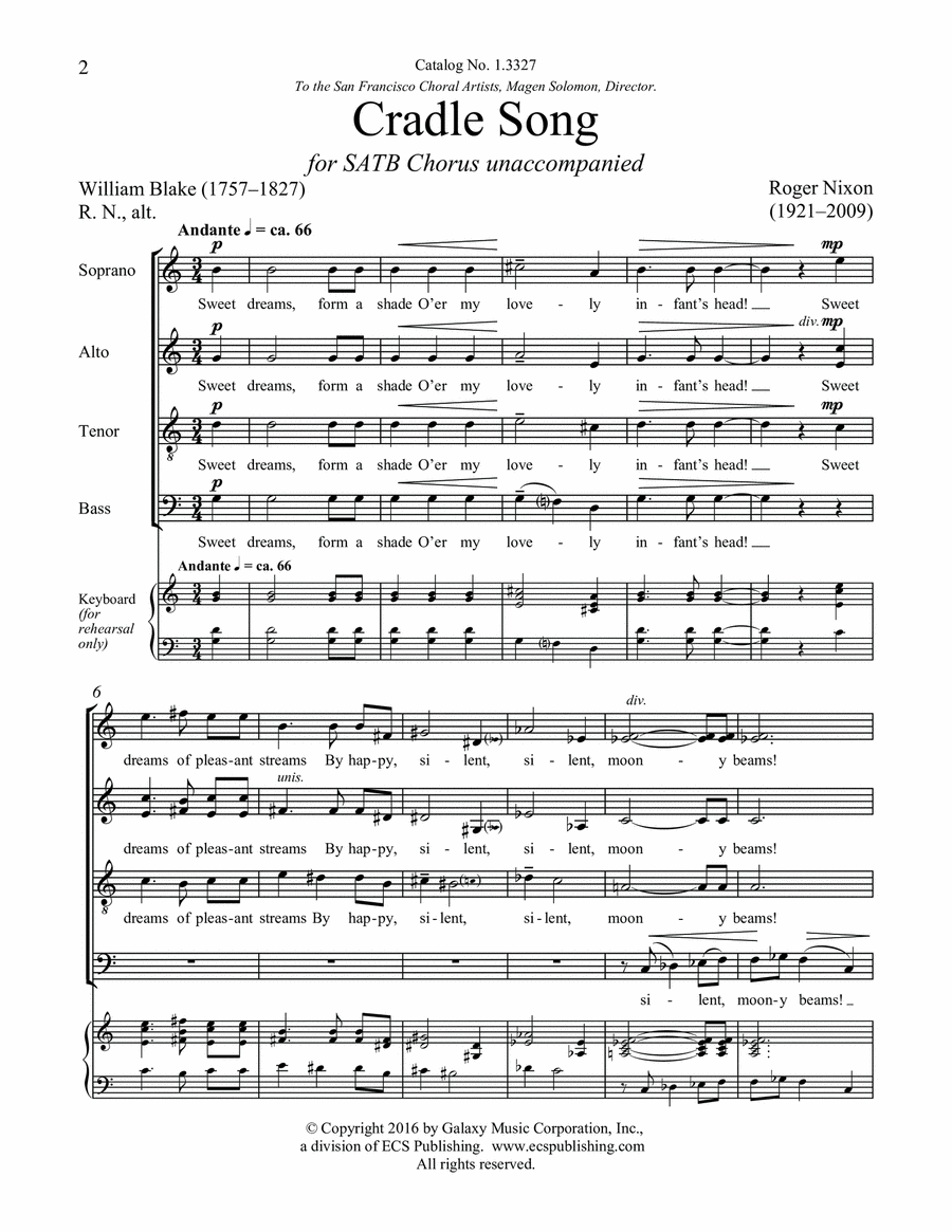Cradle Song 4-Part scores gallery preview page 1