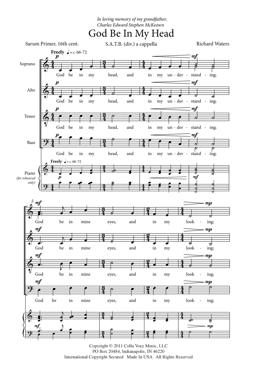 God Be In My Head 4-Part scores gallery preview page 1