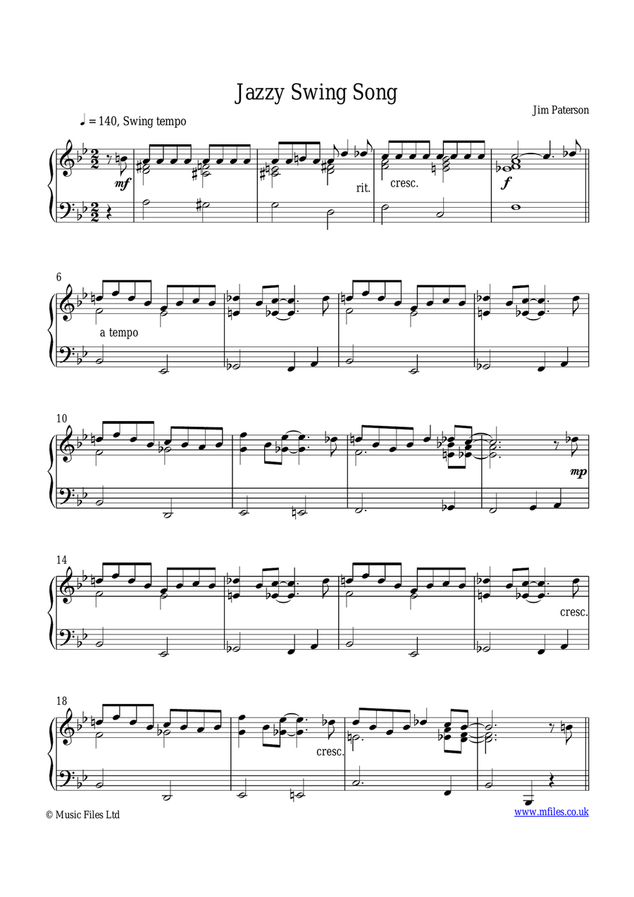 Jazzy Swing Song - Piano Solo Piano Method scores gallery preview page 1