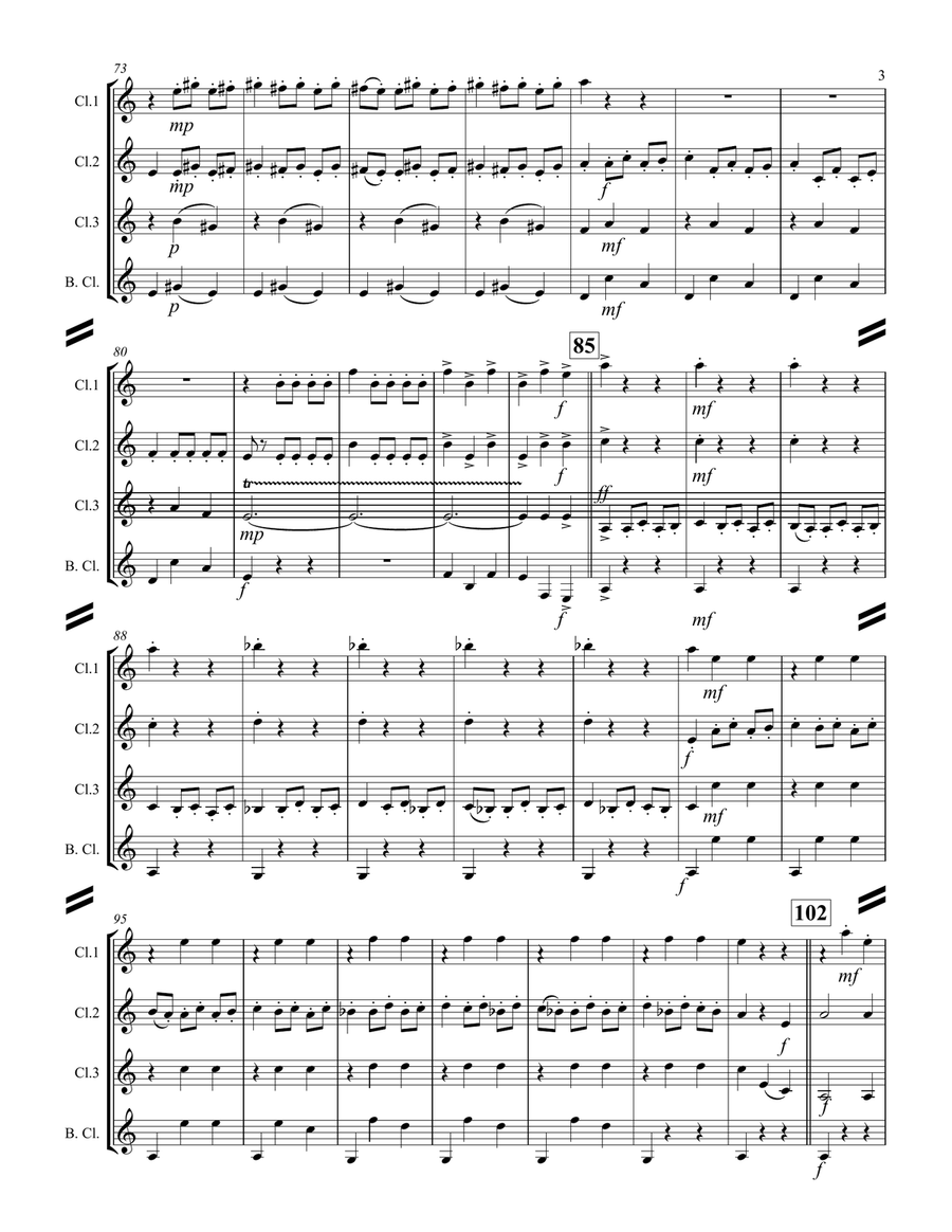 Danse Macabre (for Clarinet Quartet) Clarinet Quartet scores gallery preview page 4