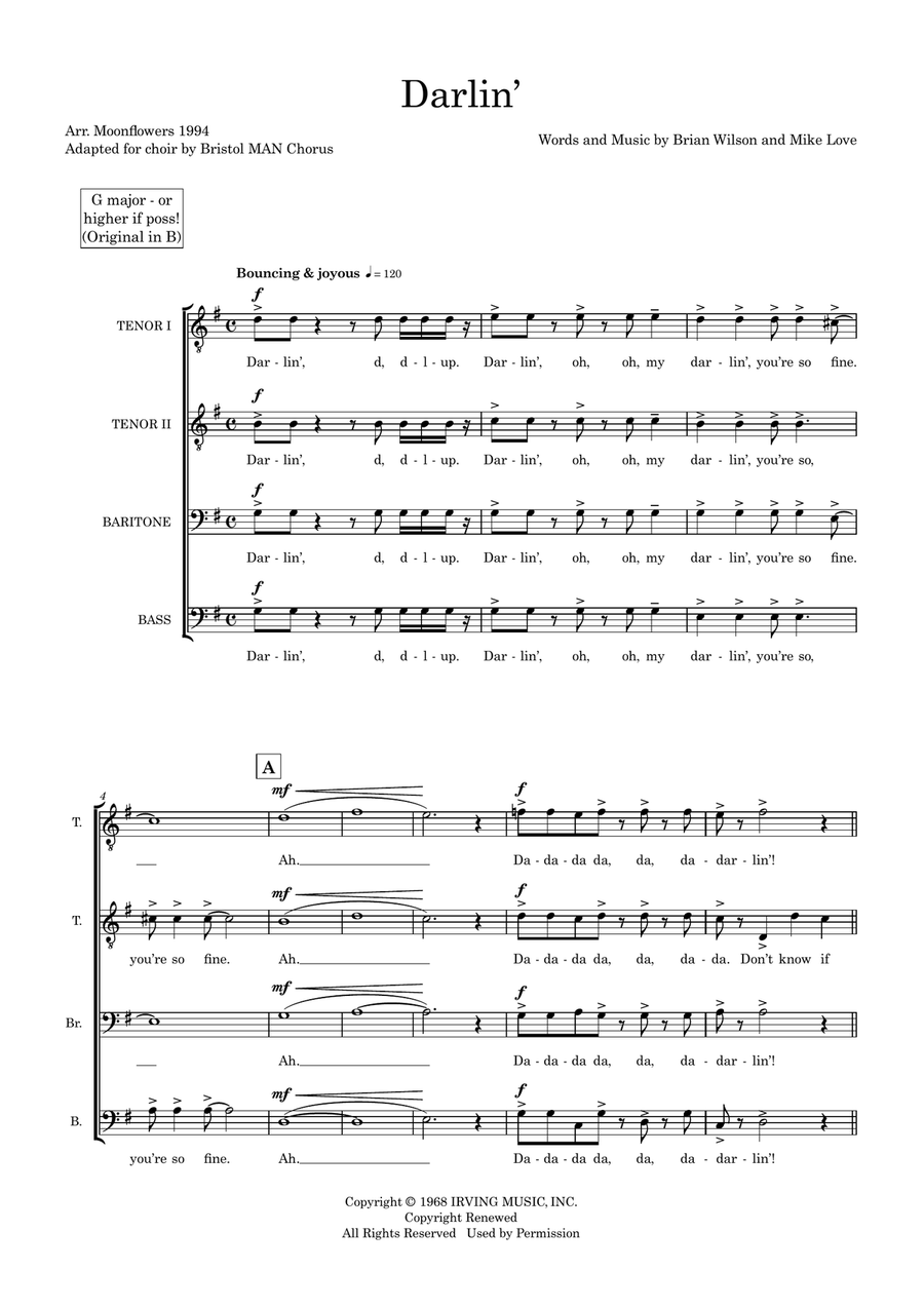 Darlin' (arr. Sam Burns) TTBB scores gallery preview page 1