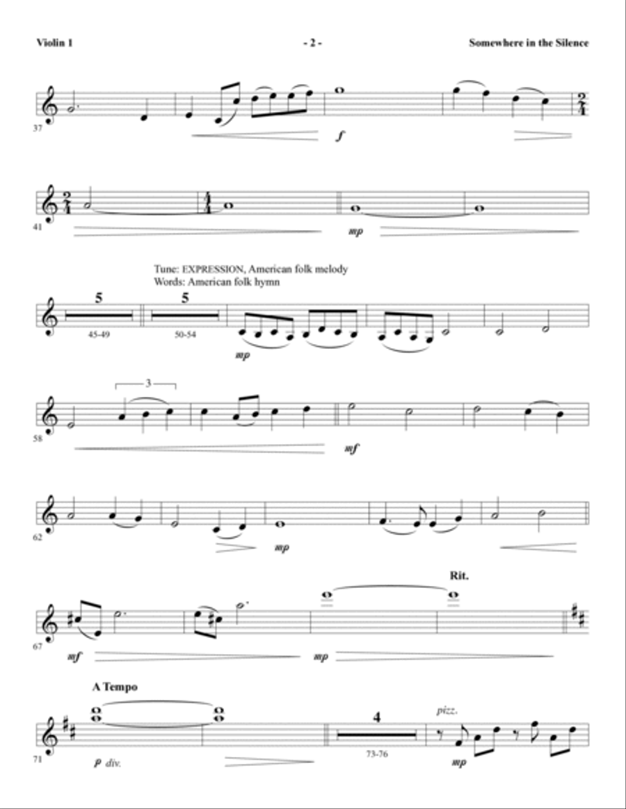 Somewhere in the Silence - Violin 1 Choir scores gallery preview page 2