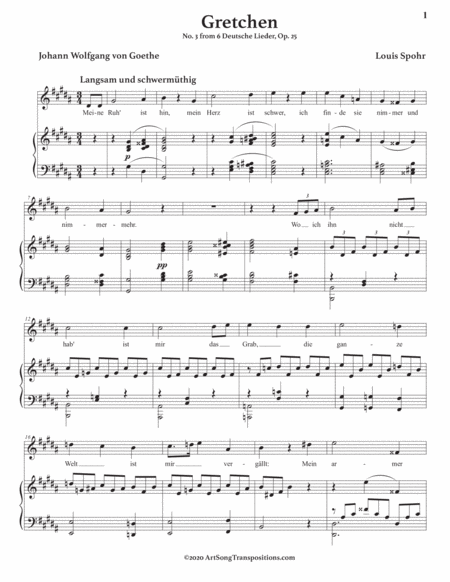 SPOHR: Gretchen, Op. 25 no. 3 (transposed to G-sharp minor)