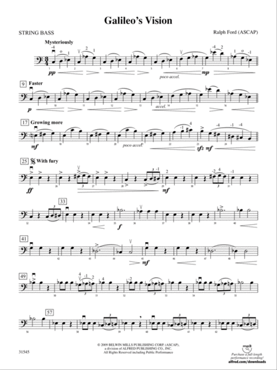 Galileo's Vision: String Bass Full Orchestra scores gallery preview page 1