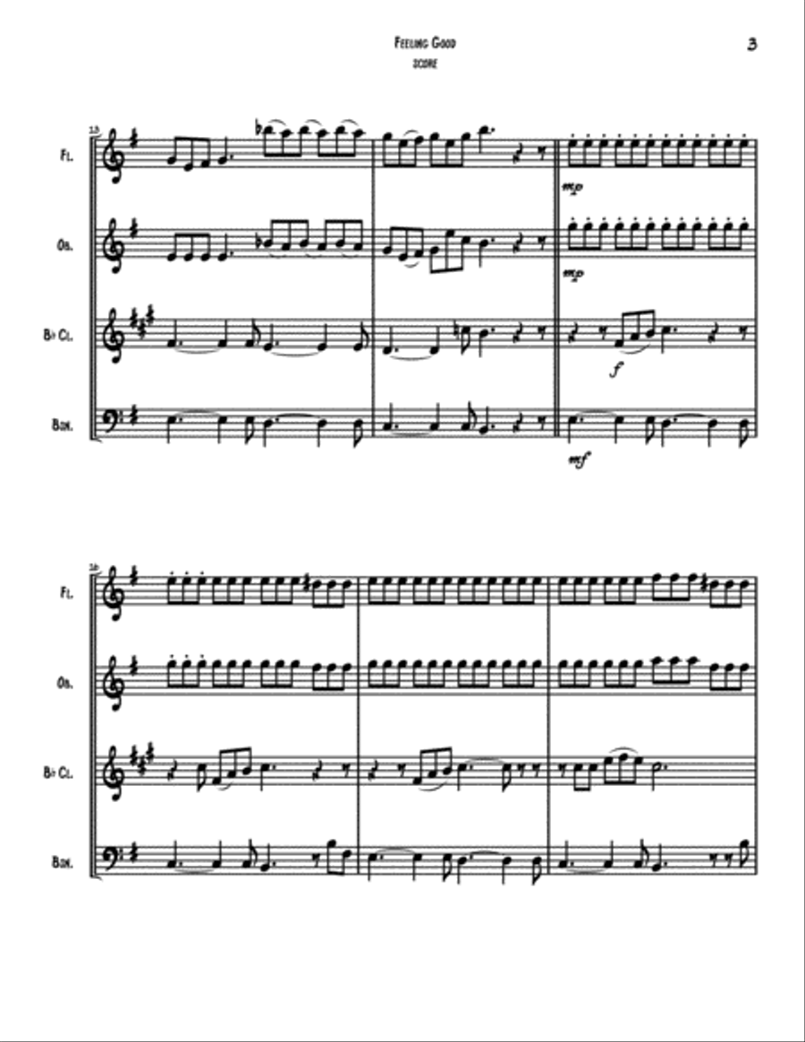 Feeling Good Woodwind Quartet scores gallery preview page 4