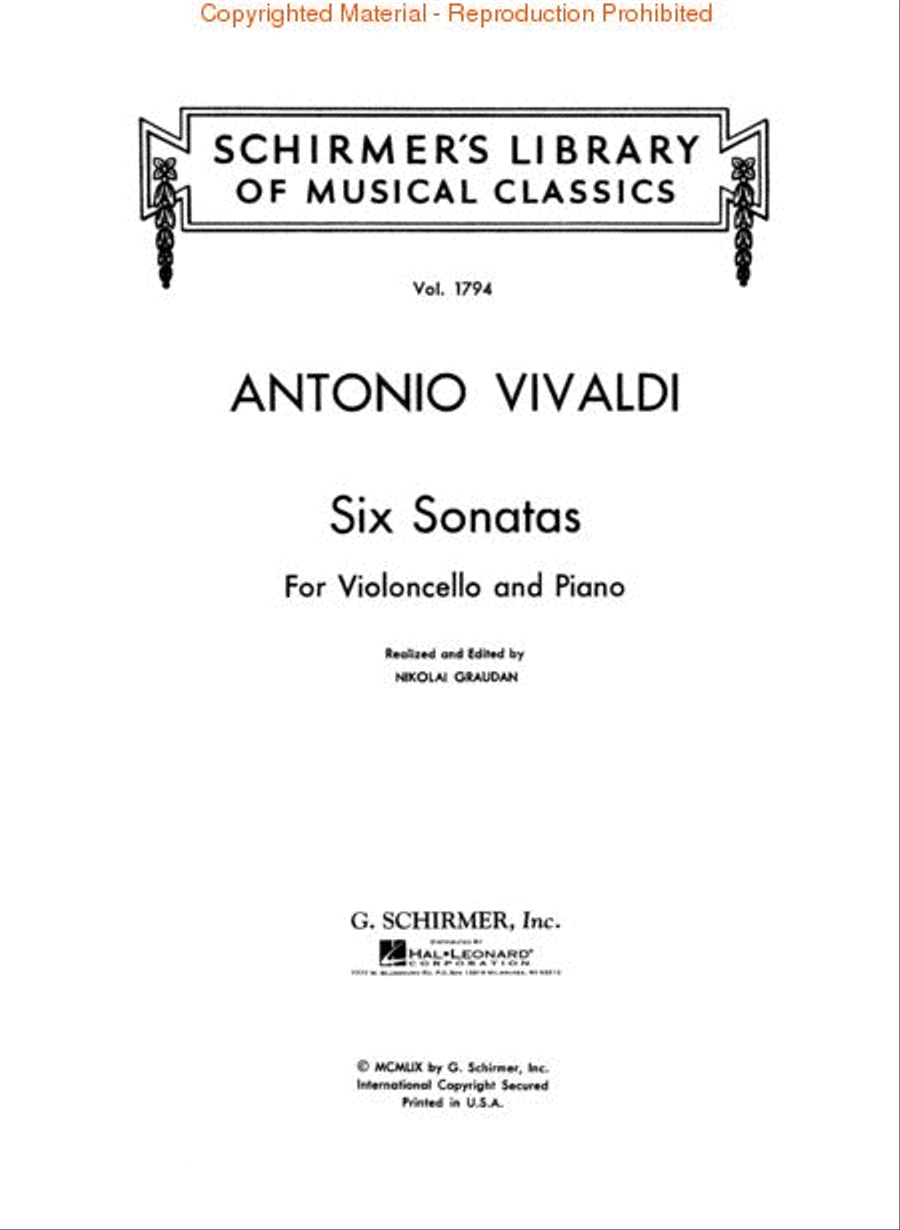6 Sonatas For Cello And Piano