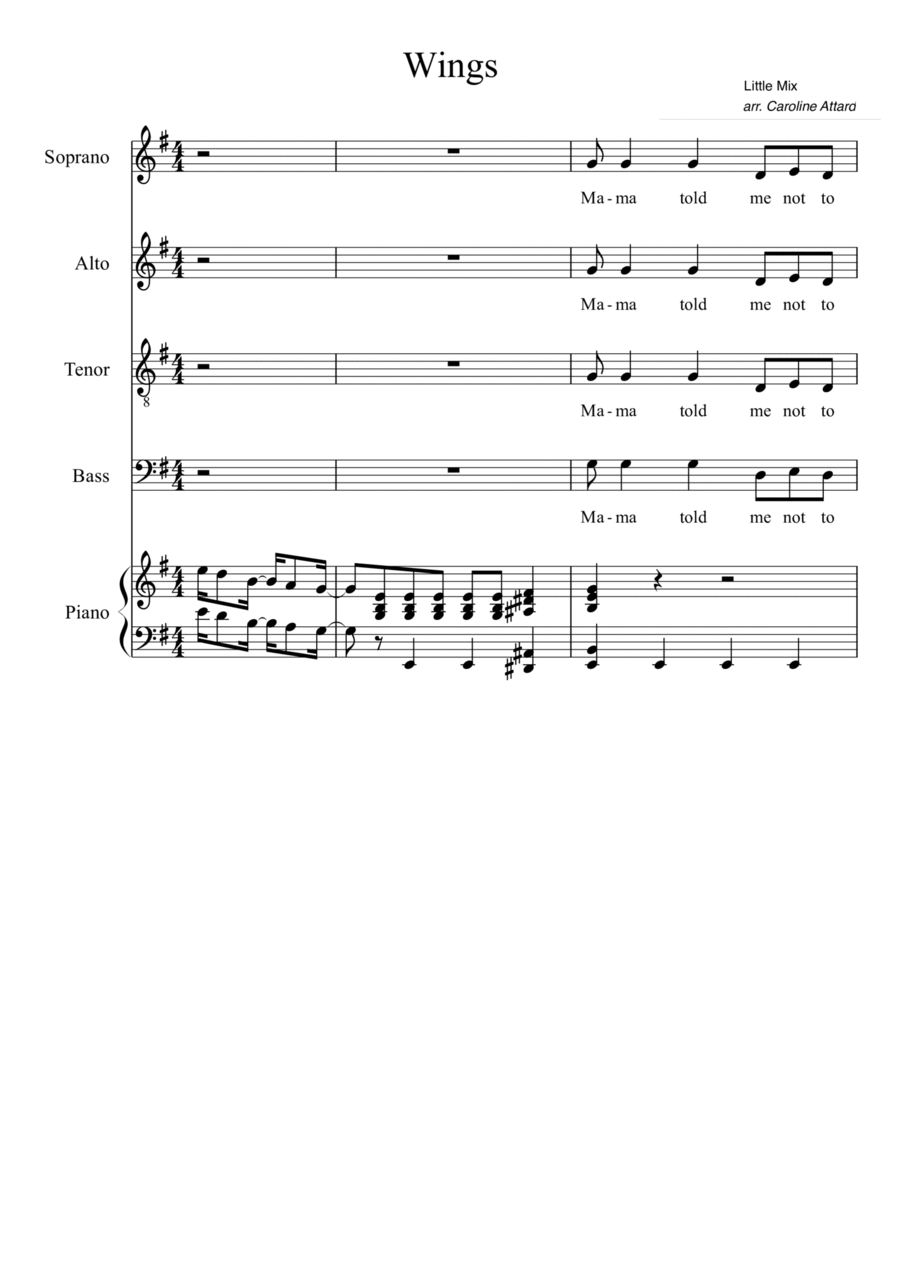 Wings Wings 4-Part scores gallery preview page 1