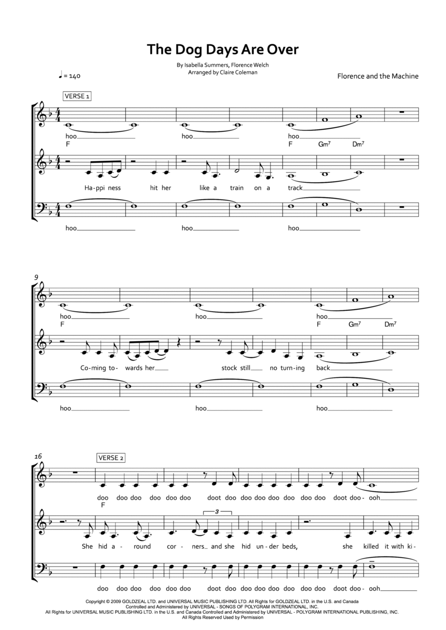 Dog Days Are Over 3-Part scores gallery preview page 1