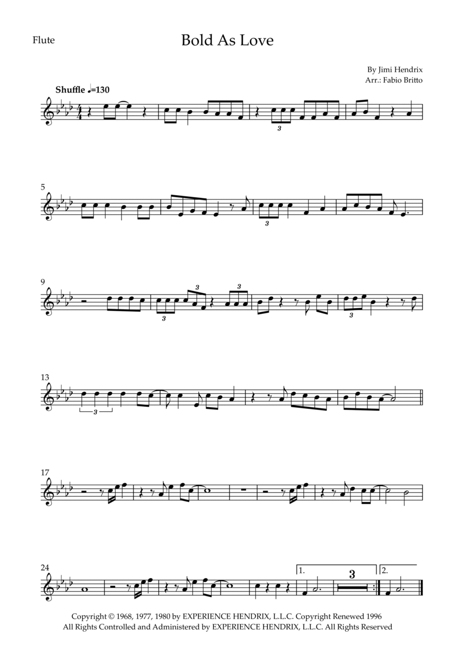 Bold As Love Flute Solo scores gallery preview page 1