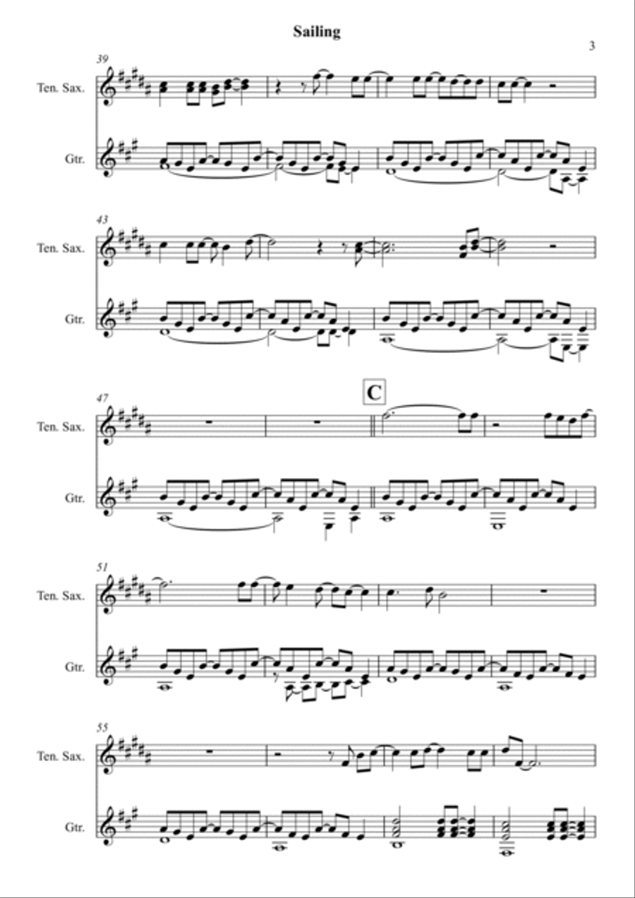 Sailing Tenor Saxophone scores gallery preview page 3
