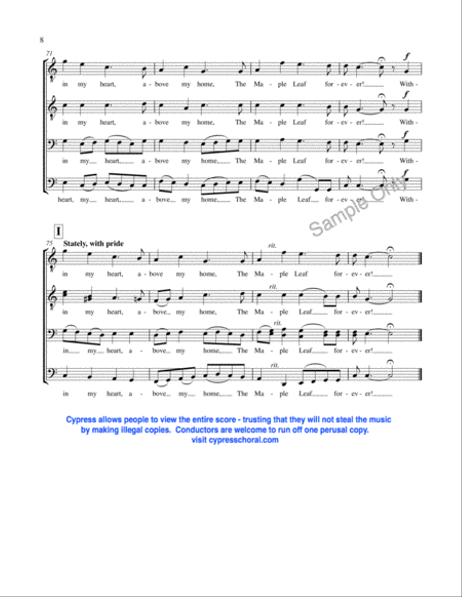 Maple Leaf Forever TTBB scores gallery preview page 7