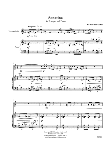 Sonatina for Trumpet & Piano image number null