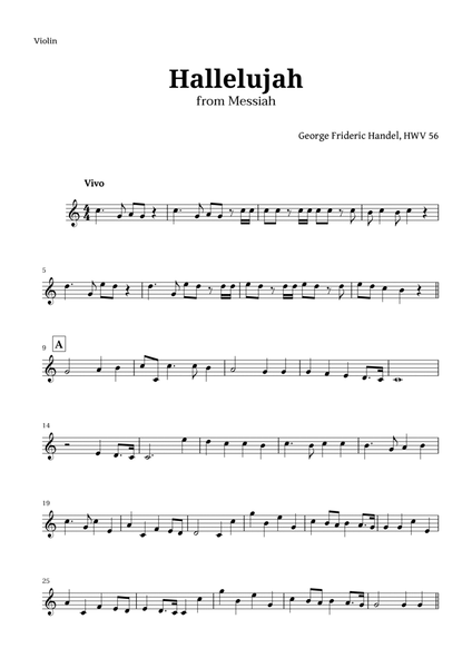 Hallelujah by Handel for Violin image number null
