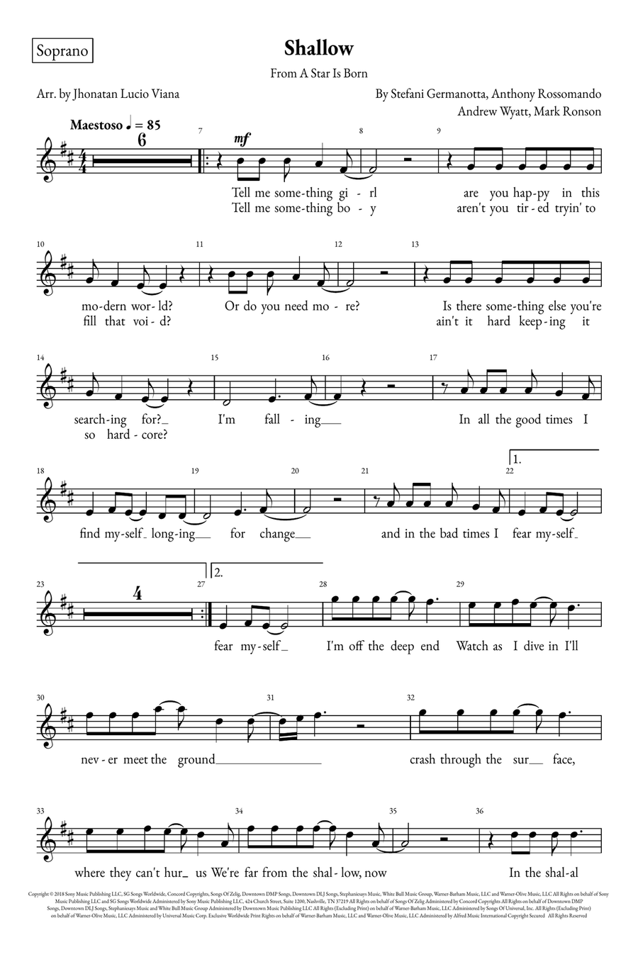 Shallow A Cappella scores gallery preview page 6